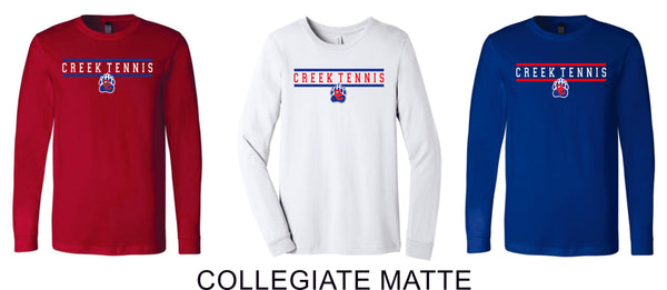 Creek Tennis Unisex Long Sleeve Tee- 2 Designs