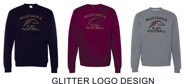 Pondo Flag Football Crewneck Sweatshirt-Matte and Glitter Designs