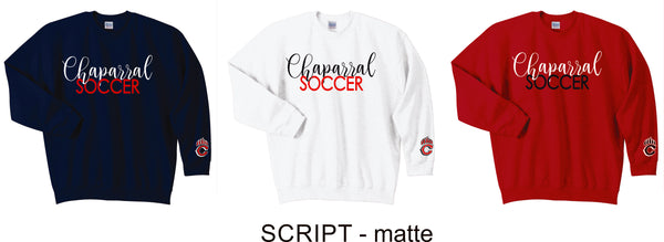 Chap Soccer Crewneck Sweatshirt- 6 designs- matte or glitter
