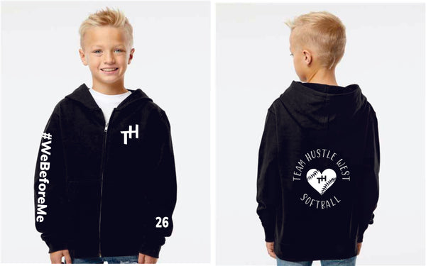 Team Hustle West Youth Zip Up Hoodie- 3 Designs