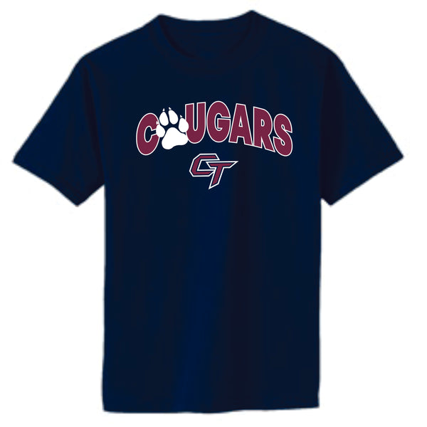 CT Cougars PAW DESIGN Basic Tee- Matte or Glitter