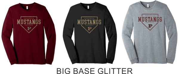 Pondo Baseball Unisex Long Sleeve Tee- 12 Designs- Matte or Glitter