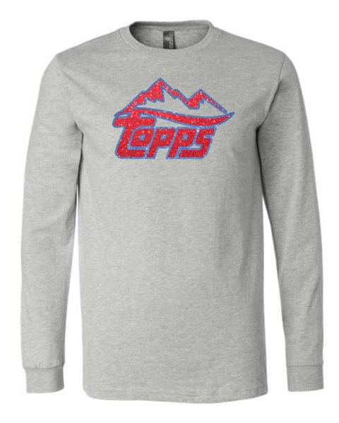 Rocky Mountain Topps White/Grey Unisex Long Sleeve Tee-Matte or Glitter