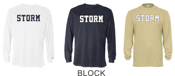 Storm Baseball Wicking Long Sleeve Tee- Youth, Ladies, Adult Sizes