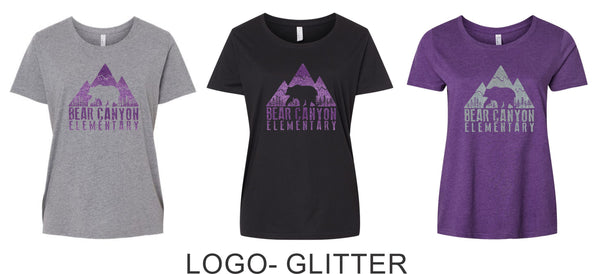 Bear Canyon Curvy Ladies Tee- Matte or Glitter- 4 Designs