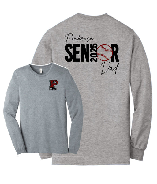 Pondo Baseball Unisex Long Sleeve Tee- Senior Dad Design