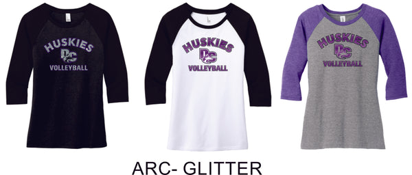 DCHS Volleyball Ladies or Unisex Raglan Tee- 3 Colors