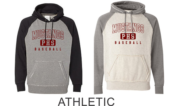 Pondo Baseball Vintage Heathered Hoodie- 12 Designs- Matte or Glitter