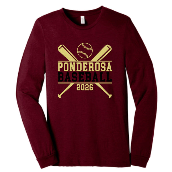 Pondo Baseball Unisex Long Sleeve Tee- 12 Designs- Matte or Glitter