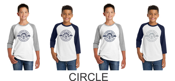 Timber Trail Youth Raglan- 5 designs- matte or glitter