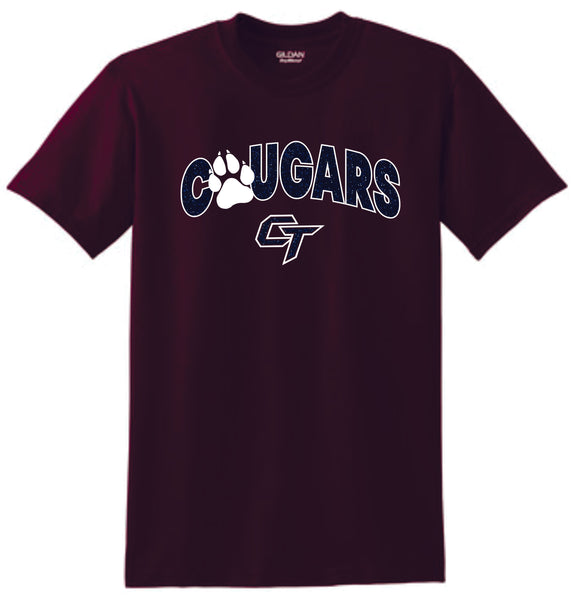 CT Cougars PAW DESIGN Basic Tee- Matte or Glitter