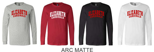 Elizabeth HS Long Sleeve Tee- 3 designs- Matte or Glitter