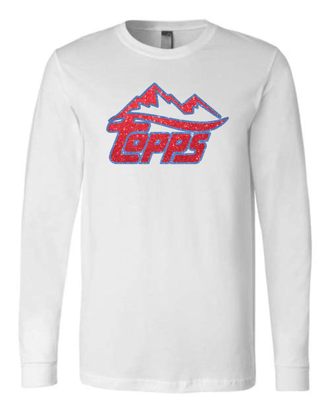 Rocky Mountain Topps White/Grey Unisex Long Sleeve Tee-Matte or Glitter