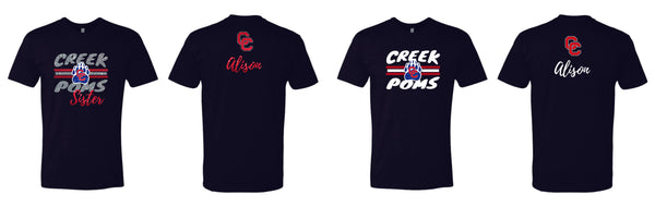 Creek Poms PAW Tee- matte and glitter