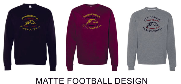 Pondo Flag Football Crewneck Sweatshirt-Matte and Glitter Designs