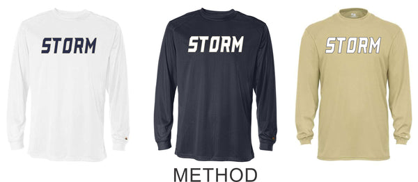 Storm Baseball Wicking Long Sleeve Tee- Youth, Ladies, Adult Sizes