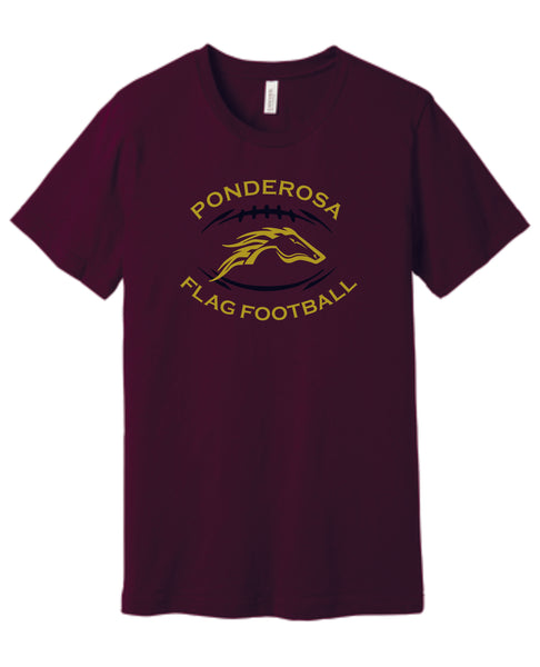 Pondo Flag Football FOOTBALL DESIGN Bella Canvas Tee- Matte or Glitter