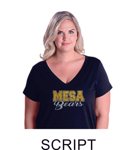 Mesa MS Curvy Ladies Tee- 3 designs- Matte or Glitter