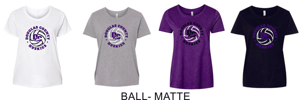 DCHS Volleyball Curvy Ladies Tee- Matte or Glitter