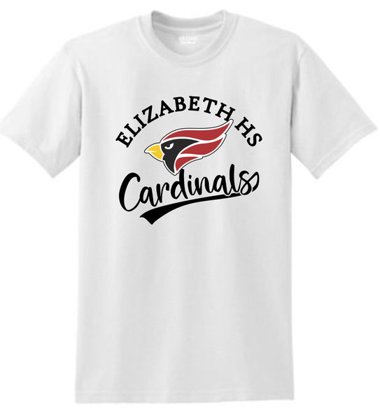 Elizabeth HS Basic Tee CARDINALS Design- Matte or Glitter