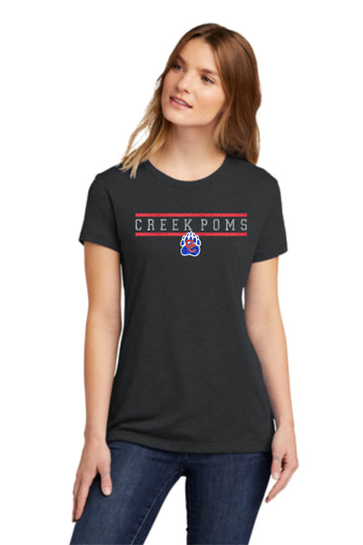 Creek Poms COLLEGIATE Tee- matte and glitter