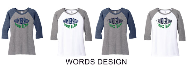Thunder Ridge Poms Ladies or Unisex Raglan Tee- 2 Colors