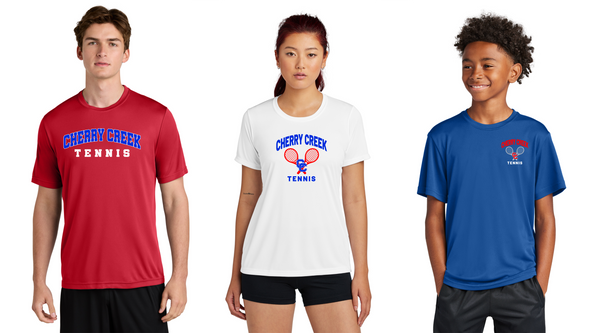 Creek Tennis Wicking Tee- Youth, Ladies, Adult Sizes- 3 Designs