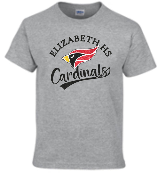 Elizabeth HS Basic Tee CARDINALS Design- Matte or Glitter