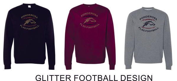 Pondo Flag Football Crewneck Sweatshirt-Matte and Glitter Designs