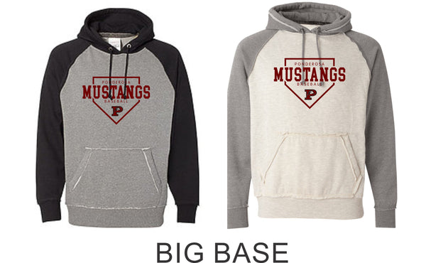 Pondo Baseball Vintage Heathered Hoodie- 12 Designs- Matte or Glitter
