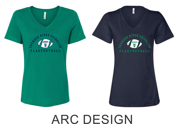 Thunder Ridge Flag Football Ladies V-Neck Tee- 5 Designs
