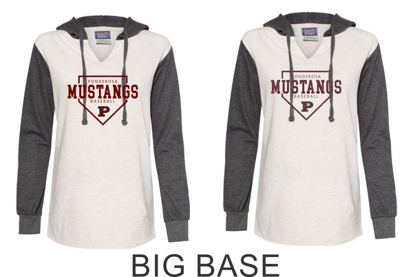 Pondo Baseball Ladies Raglan Hoodie - 12 Designs- Matte or Glitter