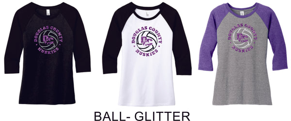 DCHS Volleyball Ladies or Unisex Raglan Tee- 3 Colors