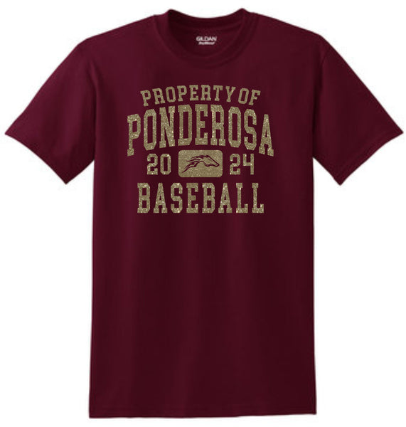 Pondo Baseball Basic PROPERTY OF Tee- Matte or Glitter