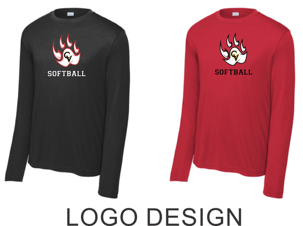 CV Softball Wicking Long Sleeve Tee- Youth, Ladies, Adult Sizes - 3 Designs