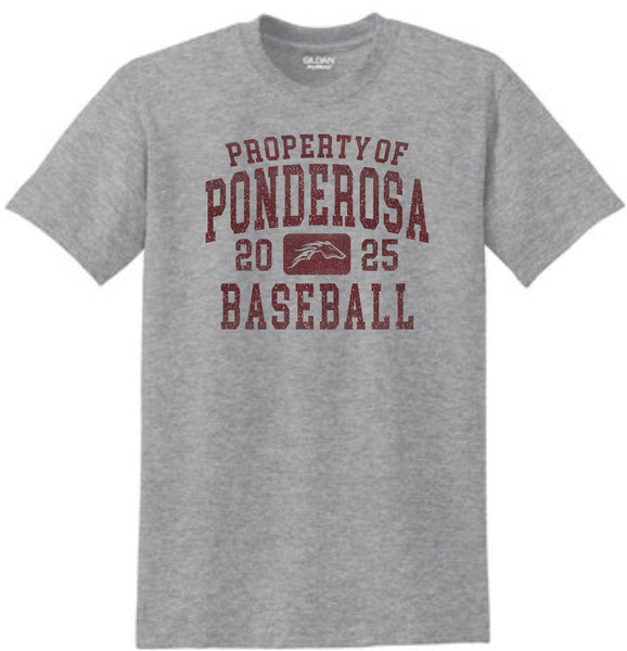 Pondo Baseball Basic PROPERTY OF Tee- Matte or Glitter