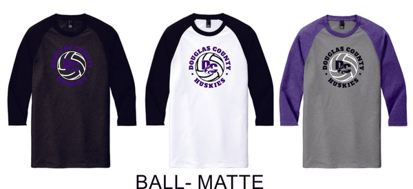 DCHS Volleyball Ladies or Unisex Raglan Tee- 3 Colors