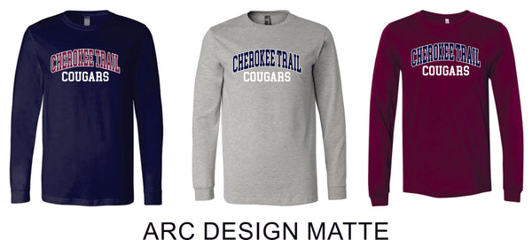 CT Cougars Unisex Long Sleeve Tee-Matte or Glitter