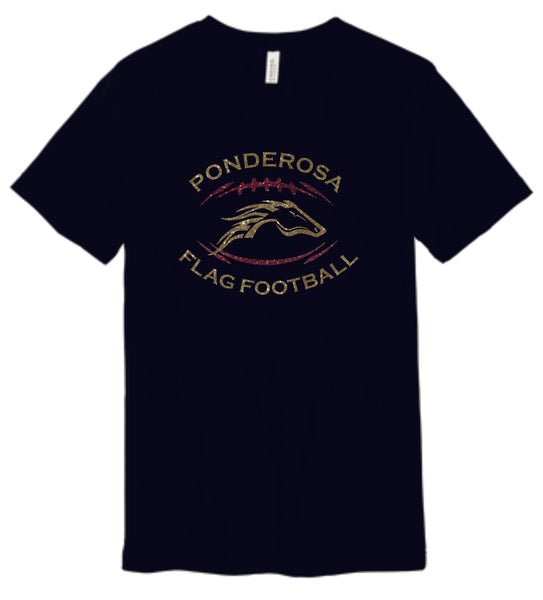 Pondo Flag Football FOOTBALL DESIGN Bella Canvas Tee- Matte or Glitter