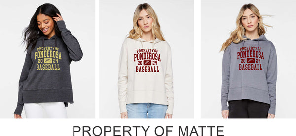 Pondo Baseball Vintage Wash Hoodie- 12 Designs- Matte or Glitter