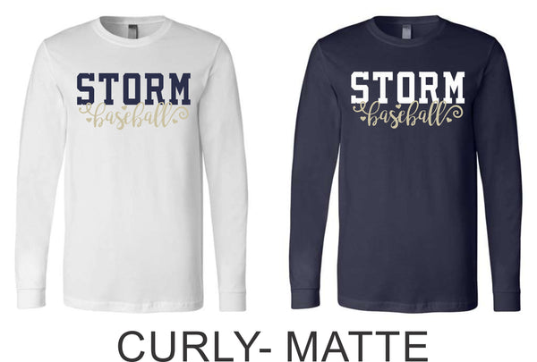 Storm Baseball Unisex Long Sleeve Tee-Matte or Glitter