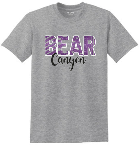 Bear Canyon Basic Tee FANCY Design- Matte or Glitter