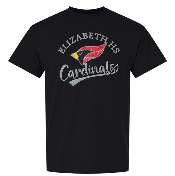 Elizabeth HS Basic Tee CARDINALS Design- Matte or Glitter