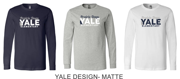 Yale Elementary Long Sleeve Tee- 4 designs- Adult, Youth Sizes