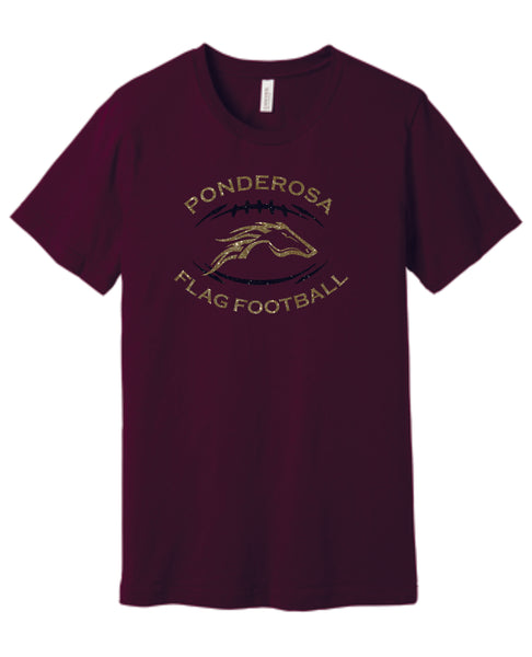 Pondo Flag Football FOOTBALL DESIGN Bella Canvas Tee- Matte or Glitter