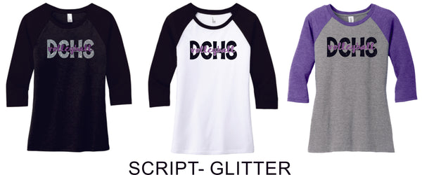 DCHS Volleyball Ladies or Unisex Raglan Tee- 3 Colors