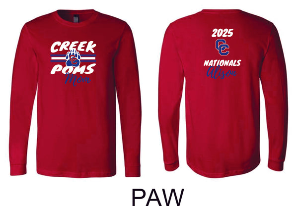 Creek Poms 2025 Unisex, Youth, or Ladies Long Sleeve Tee-5 designs