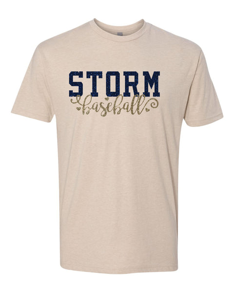 Storm Baseball Unisex CURLY Tee- matte and glitter