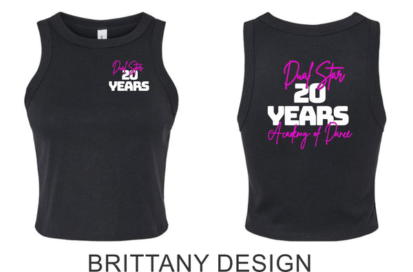 Dual Star 20th ANNIVERSARY Tank- Ladies, Youth- 6 Designs