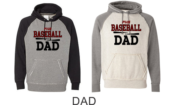 Pondo Baseball Vintage Heathered Hoodie- 12 Designs- Matte or Glitter